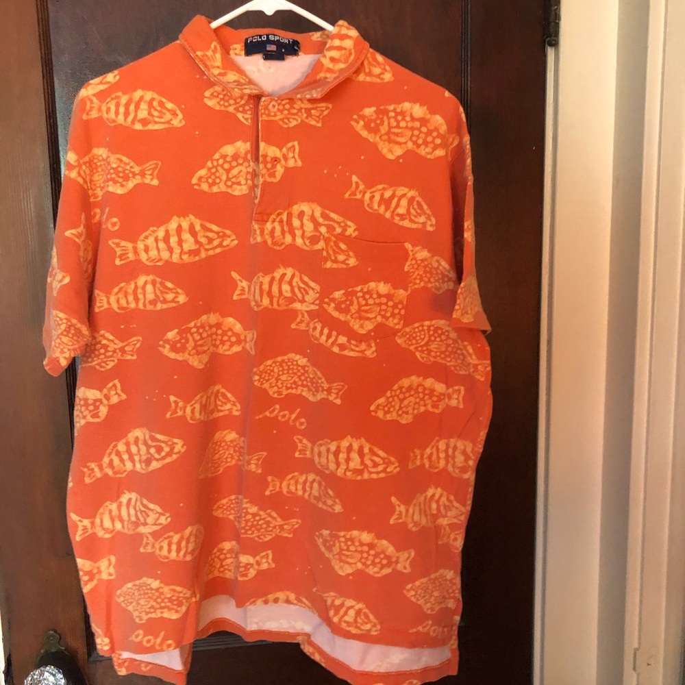 Polo Sport . Vintage men’s mesh shirt. Orange. XL